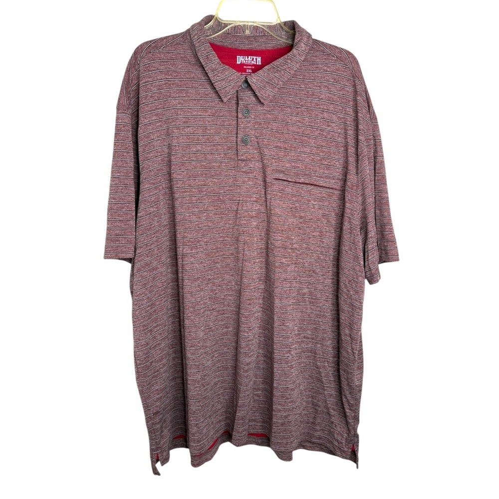 Duluth Trading men’s‎ 2XL relaxed fit polo shirt burgundy striped top